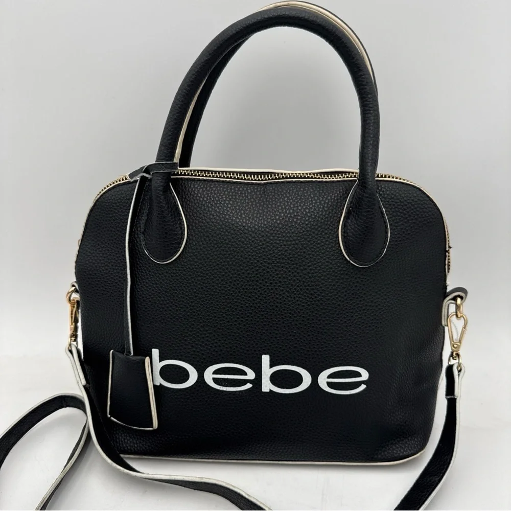 Bebe Black Satchel with White Accents